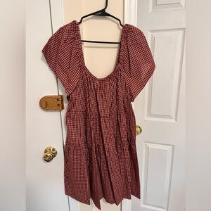 Old Navy Burgundy Gingham Dress